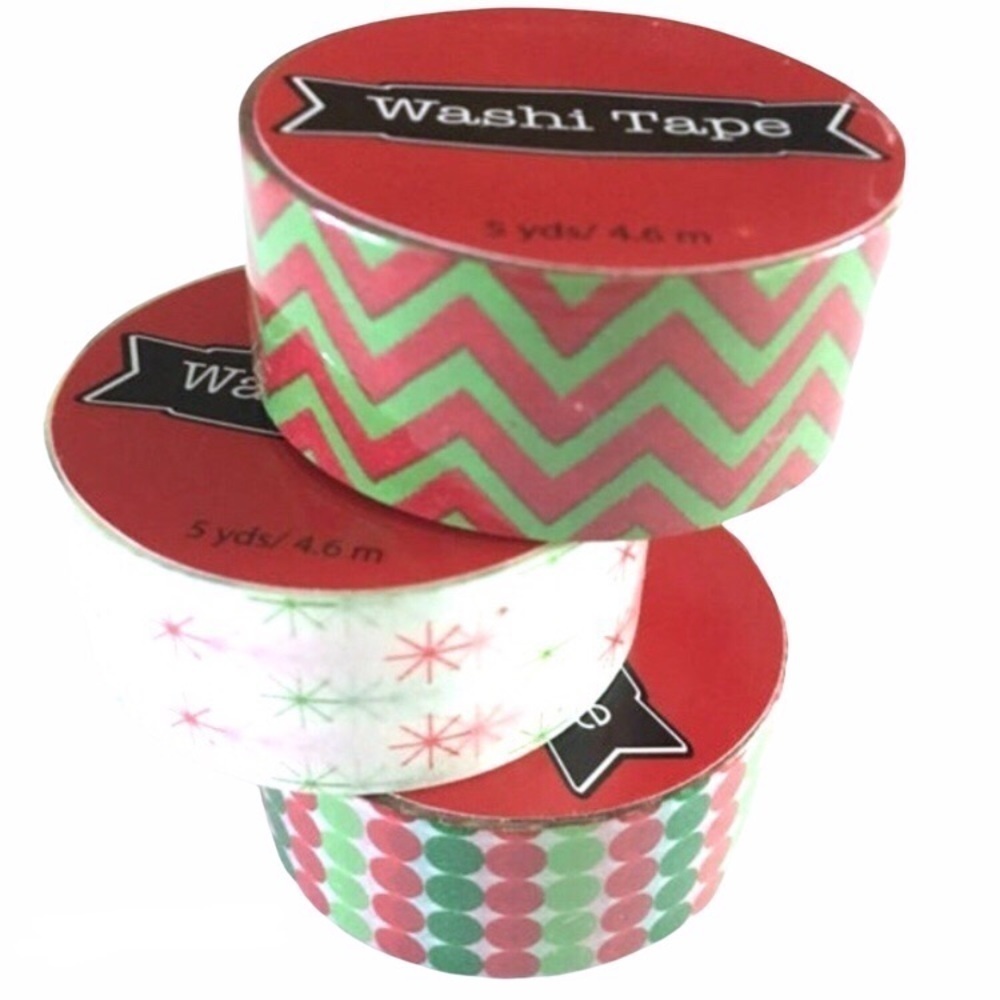 Christmas Washi Tape Set Chevron Dots Snowflakes Holiday Planner Accessories